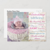 Einführung der neuen Baby Girl Ankündigung Postcar (Vorne/Hinten)
