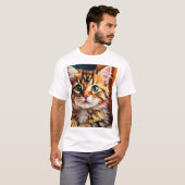 "Einführung der Whimsical Whiskers Cat Print Coll T-Shirt (Vorne ganz)