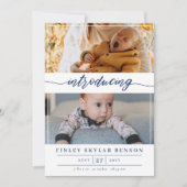 Einführung des Navy Script Foto Baby Ankündigung (Vorderseite)