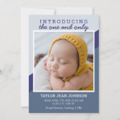 Einführung des Retro Blue Baby Boy Fotos Ankündigung (Vorderseite)