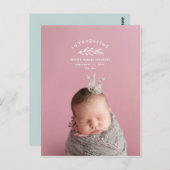 Einführung einer Geburtsankündigung für Zweigstell Postkarte (Vorne/Hinten)