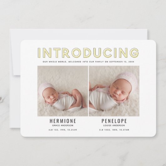 Einführung einer grafischen, modernen Zwillingsank Ankündigung (Vorderseite)