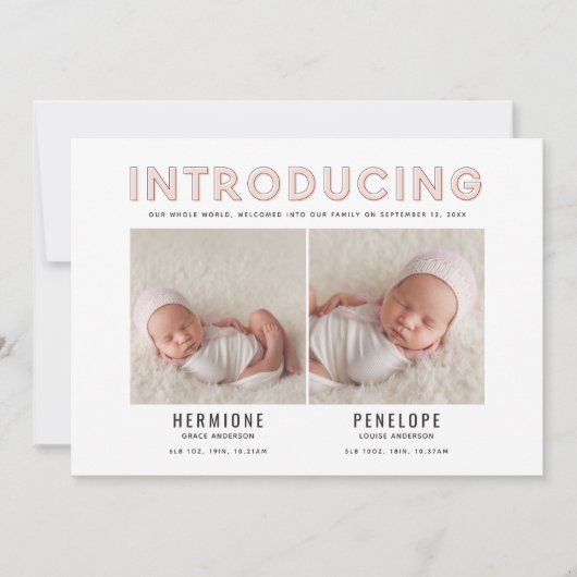 Einführung einer grafischen, modernen Zwillingsank Ankündigung (Vorderseite)