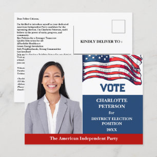 Einführung eines Kandidaten für die politische Wah Postkarte