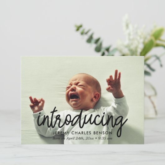 Einführung - Einfache Geburtsankündigung Fotokarte Ankündigung (Stehend Vorderseite)