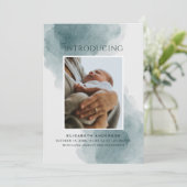 Einführung. Elegante Aquarellblütengeburt Ankündigung (Stehend Vorderseite)