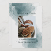 Einführung. Elegante Aquarellblütengeburt Ankündigung (Vorne/Hinten)