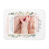 Einführung Foto rot Rosa Blumengeburt Ankündigung Magnet (Horizontal)