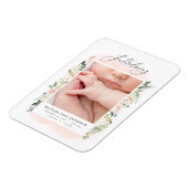 Einführung Foto rot Rosa Blumengeburt Ankündigung Magnet (Linke Seite)