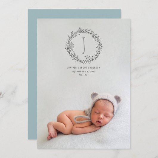 Einführung handgezeichneter Zweig-Foto-Geburt Ankündigung (Vorne/Hinten)