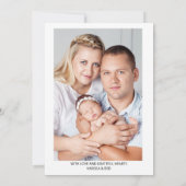 Einführung in 2 Foto Lila rosa Blume Geburt Ankündigung (Rückseite)