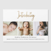 Einführung in Gold Script für Custom 3 Foto Baby Magneteinladung (Vorderseite)