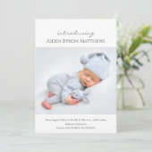 Einführung in Ihr neues Baby Custom Foto mit Info Ankündigung (Stehend Vorderseite)