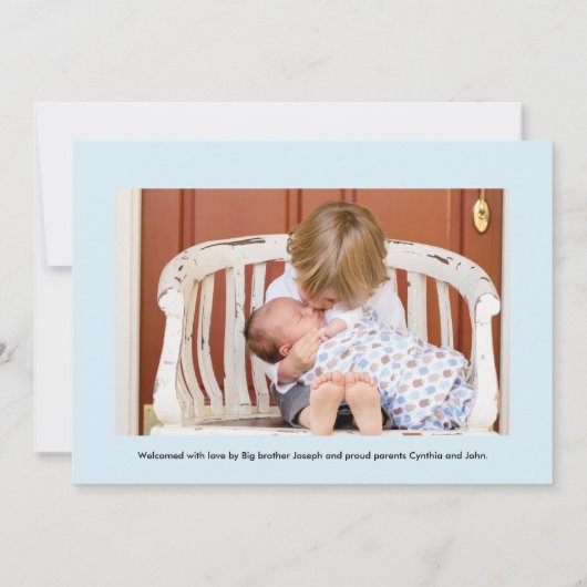 Einführung in Script Blue zweites Baby Boy Foto Ankündigung (Rückseite)