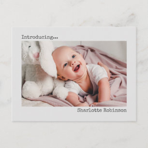 Einführung   Minimalistisches neues Baby-Foto Postkarte