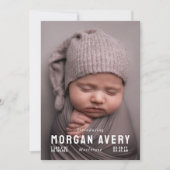 Einführung neutraler Typografie Neues Baby-Foto Ankündigung (Vorderseite)