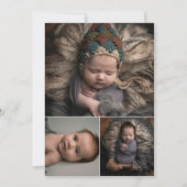 Einführung neutraler Typografie Neues Baby-Foto Ankündigung (Rückseite)