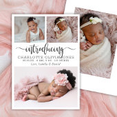 Einführung Script Baby Mädchen Foto-Collage Geburt Ankündigung