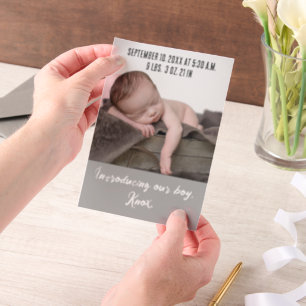 Einführung unseres Fotos "Boy Baby" Pergament Einladungen