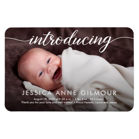 Einführung von Baby Girl Custom Foto Elegant Magnet (Horizontal)