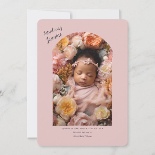 Einführung von Baby Girl Foto Geburtserklärung Einladung (Vorderseite)