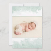 Einführung von Boho Foto Frame Green Wash Birth Ankündigung (Rückseite)