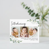 Einführung von Eukalyptus-Foto - Geburtsankündigun (Stehend Vorderseite)