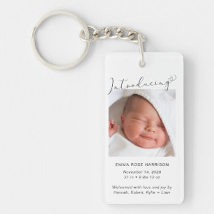 Einführung von Foto Baby Birth Ankündigung Schlüsselanhänger