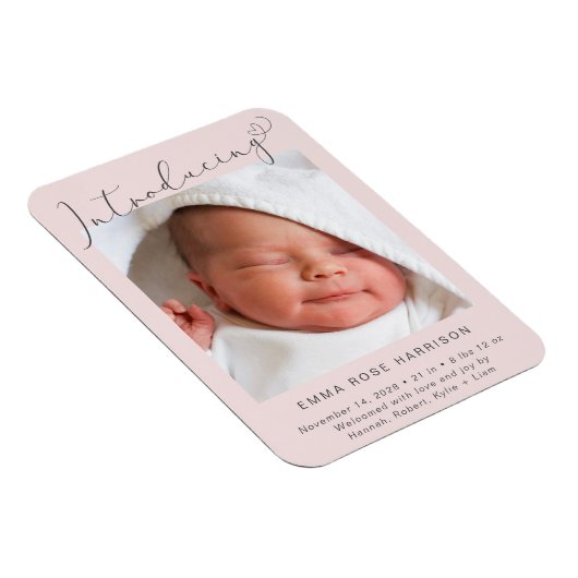 Einführung von Foto Baby Girl Geburtsankündigung Magnet (Rechte Seite)