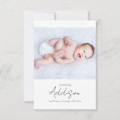Einführung von Foto Birth Stats New Baby Dankeskarte (Vorderseite)