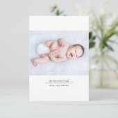 Einführung von Foto Birth Stats New Baby Dankeskarte (Stehend Vorderseite)