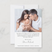 Einführung von Foto Birth Stats New Baby Dankeskarte (Rückseite)