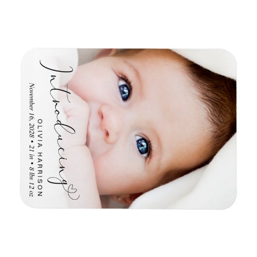 Einführung von Foto Script Birth Ankündigung Magnet (Horizontal)