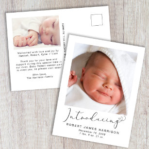 Einführung von Fotos Baby Birth Ankündigungspostkarte