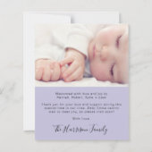 Einführung von Fotos Lila Geburtsankündigung (Rückseite)