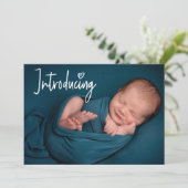 Einführung von Handschriften Custom Baby Boy Foto Ankündigung (Stehend Vorderseite)