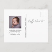 Einführung von Script Foto Birth Ankündigungspostkarte (Rückseite)