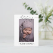 Einführung von Script Foto Birth Ankündigungspostkarte (Stehend Vorderseite)