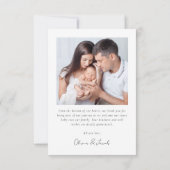 Einführung von Script Foto Birth Stats New Baby Dankeskarte (Rückseite)