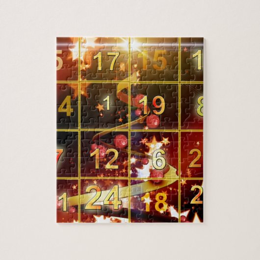 Einführungs-Kalender-Tür-goldenes Weihnachten Puzzle (Vertikal)