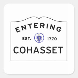 Eingabe von COHASSET MASSACHUSETTS Street Sign Quadratischer Aufkleber