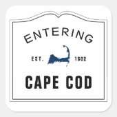 Eingang Cape Cod Massachusetts Signieren Gastgesch Quadratischer Aufkleber (Vorderseite)