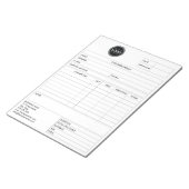 Eingang des Formulars für den geschäftlichen Verka Notizblock (angewinkelt)