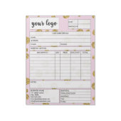 Eingang des Formulars für den geschäftlichen Verka Notizblock (Rotiert)