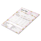 Eingang des Formulars für den geschäftlichen Verka Notizblock (angewinkelt)