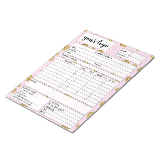 Eingang des Formulars für den geschäftlichen Verka Notizblock (angewinkelt)