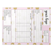 Eingang des Formulars für den geschäftlichen Verka Notizblock (Vorderseite)