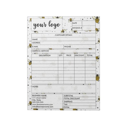 Eingang des Formulars für den geschäftlichen Verka Notizblock (Rotiert)