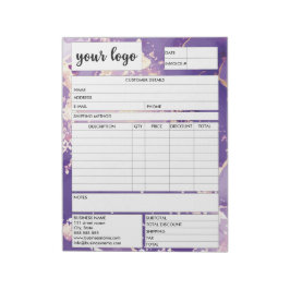 Eingang des Formulars für den geschäftlichen Verka Notizblock