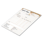 Eingang des Formulars für den geschäftlichen Verka Notizblock (angewinkelt)